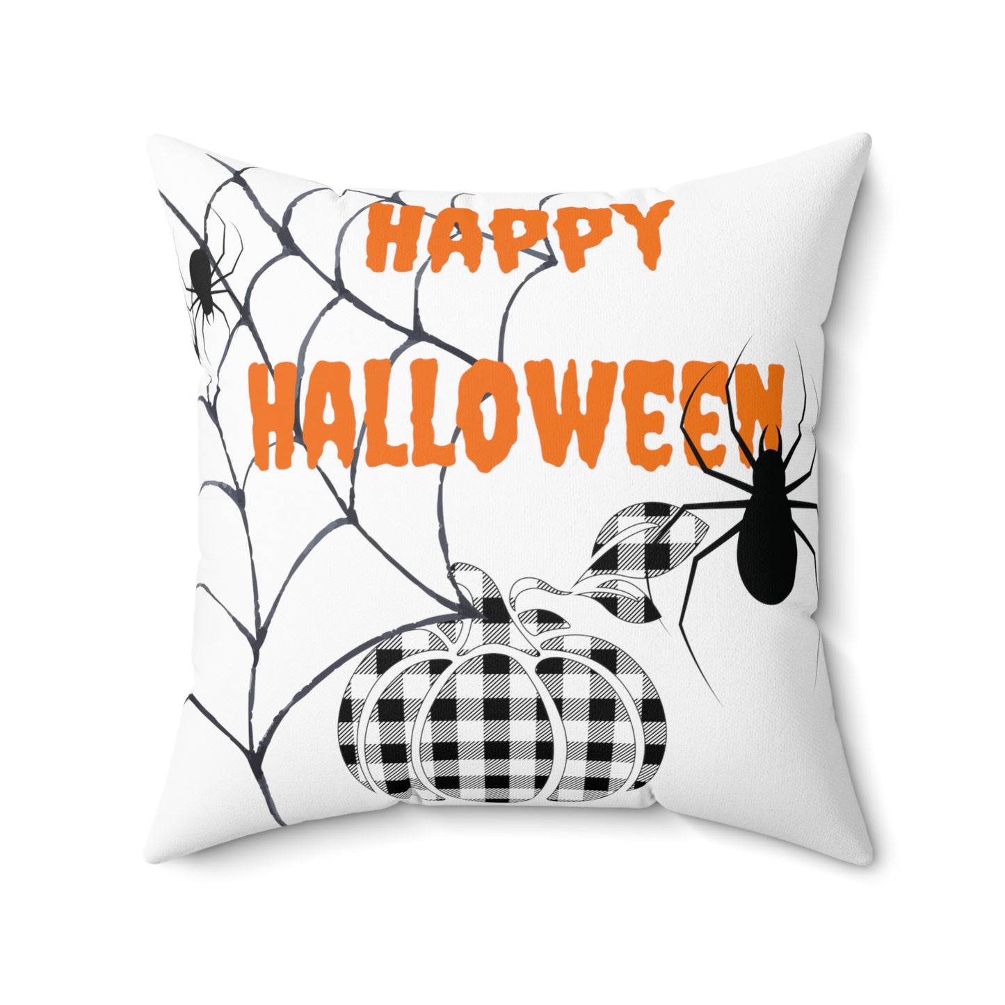 Halloween 'Happy Halloween' Throw Pillow (Plaid Pumpkin)