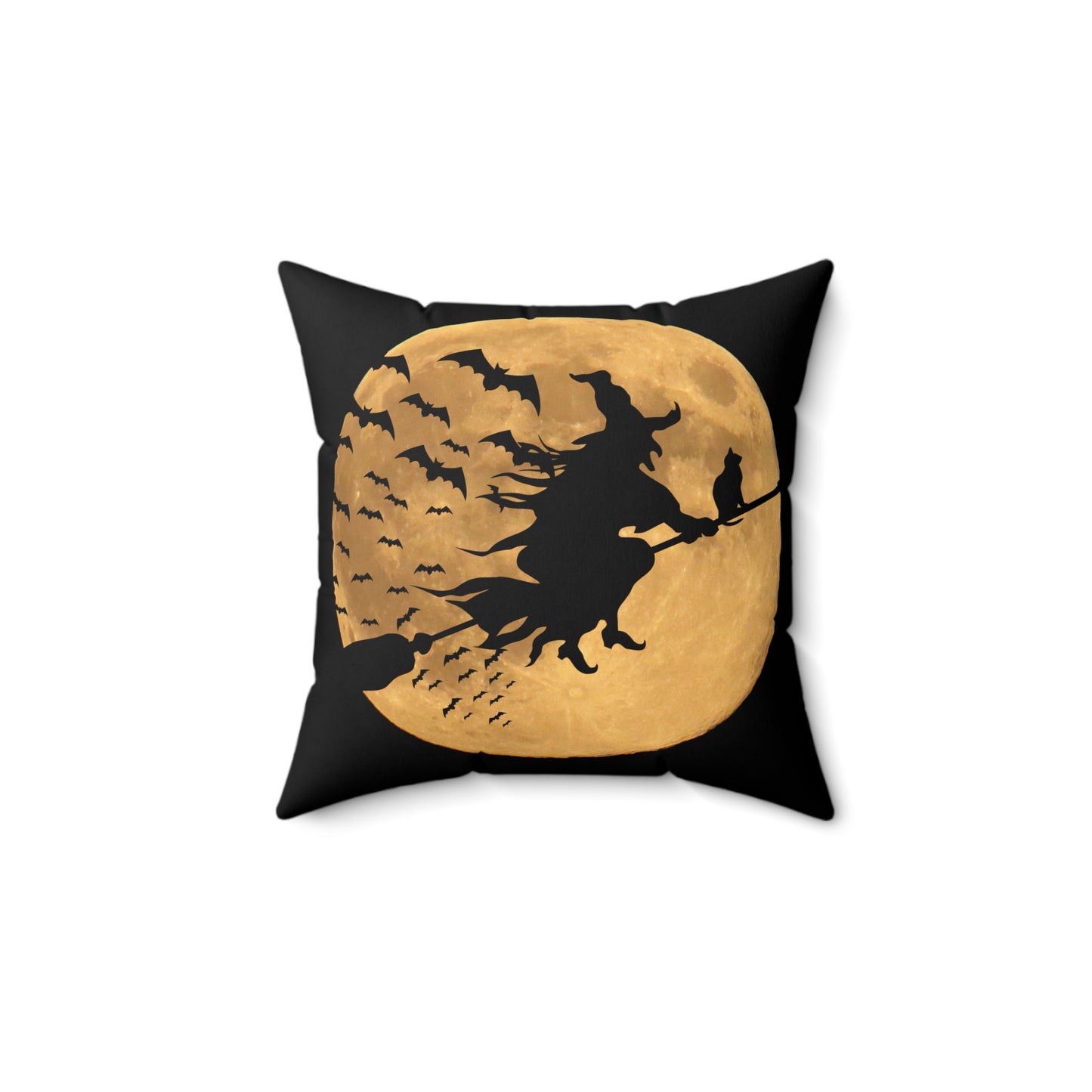 Halloween Witch on Broom Throw Pillow