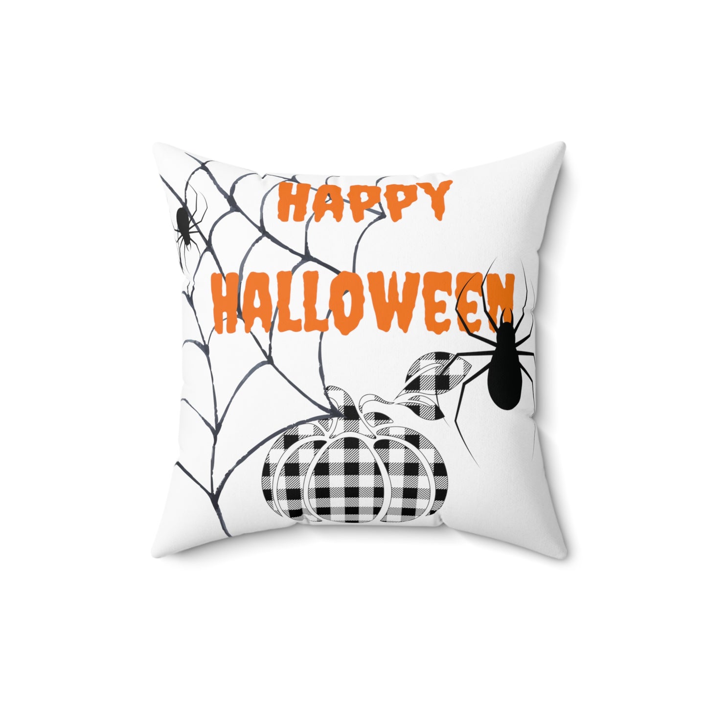 Halloween 'Happy Halloween' Throw Pillow (Plaid Pumpkin)