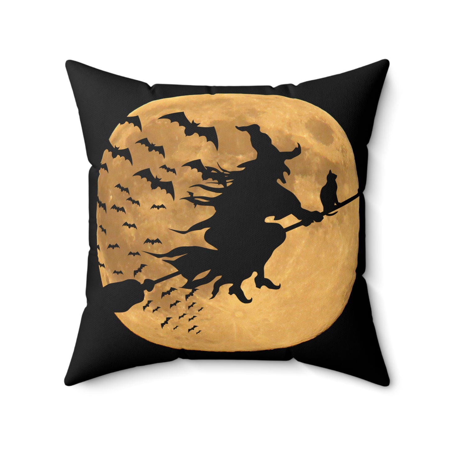 Halloween Witch on Broom Throw Pillow