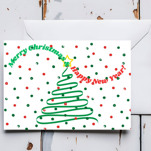 Printable "Sprinkling Joy This Christmas & New Year" greeting card 7x5 inches