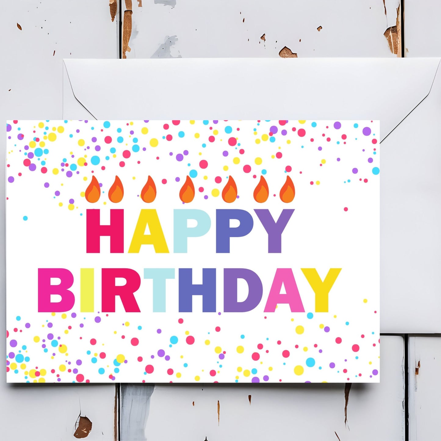 Printable Happy Birthday Multi Color Letters card 7x5 inch