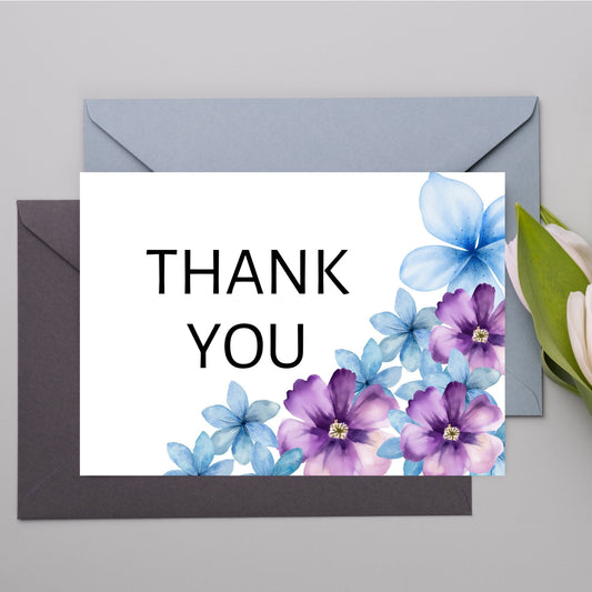 Printable Thank you greeting 7x5 inch (Floral)