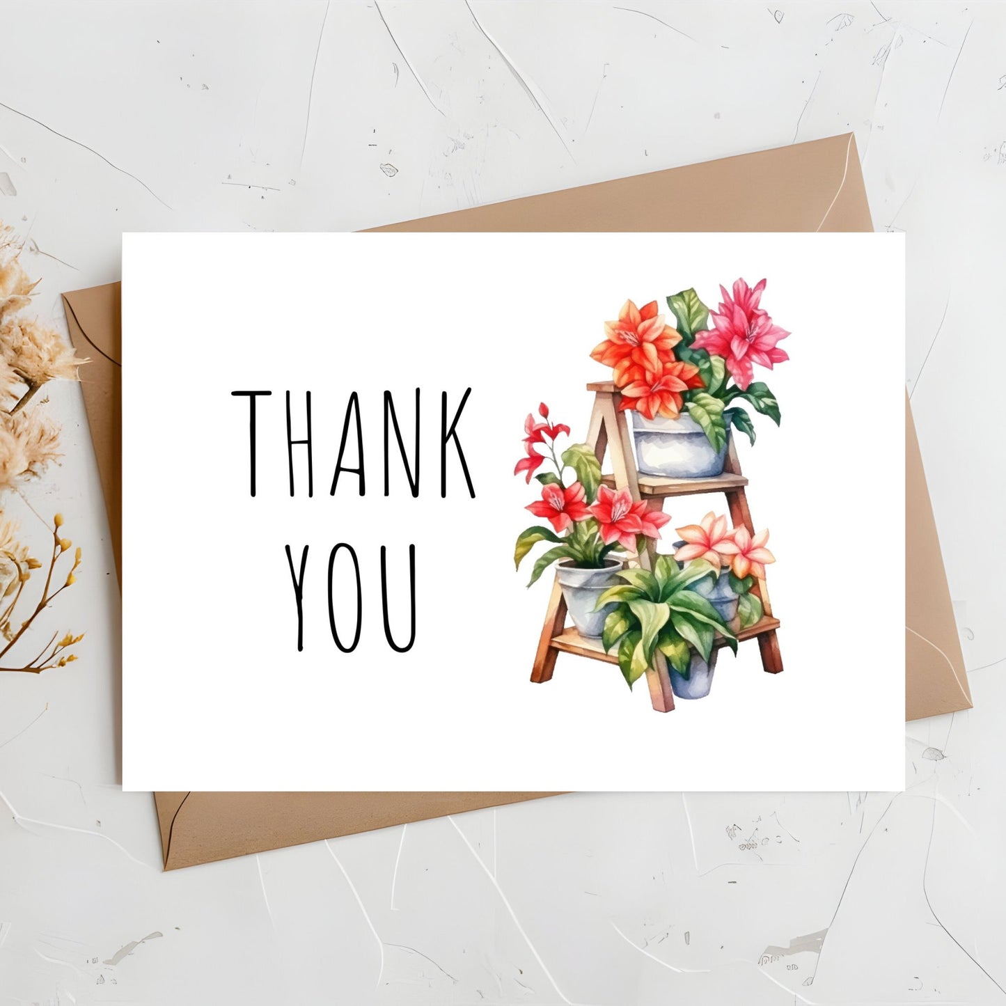 Printable Thank You card 7x5 inch (Floral)