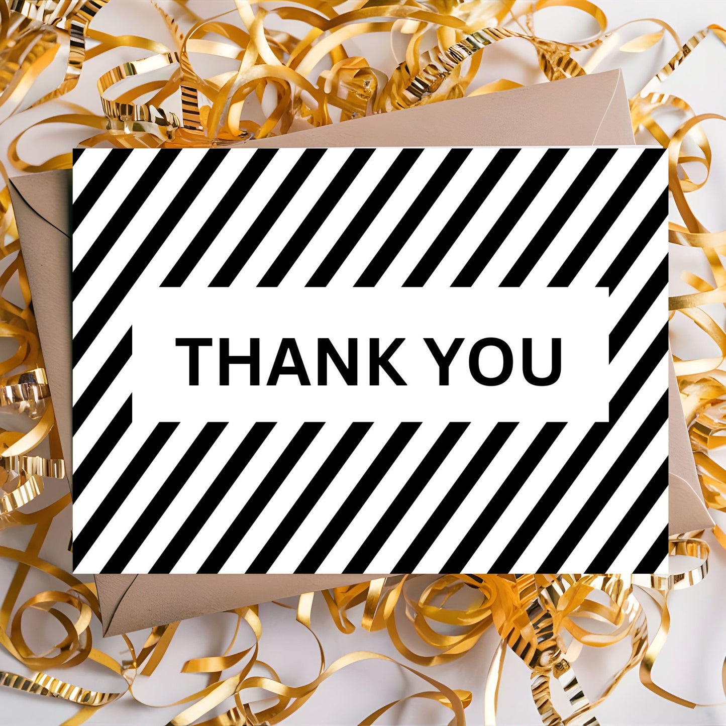 Printable Thank You greeting card 7x5 inch (Stripes)