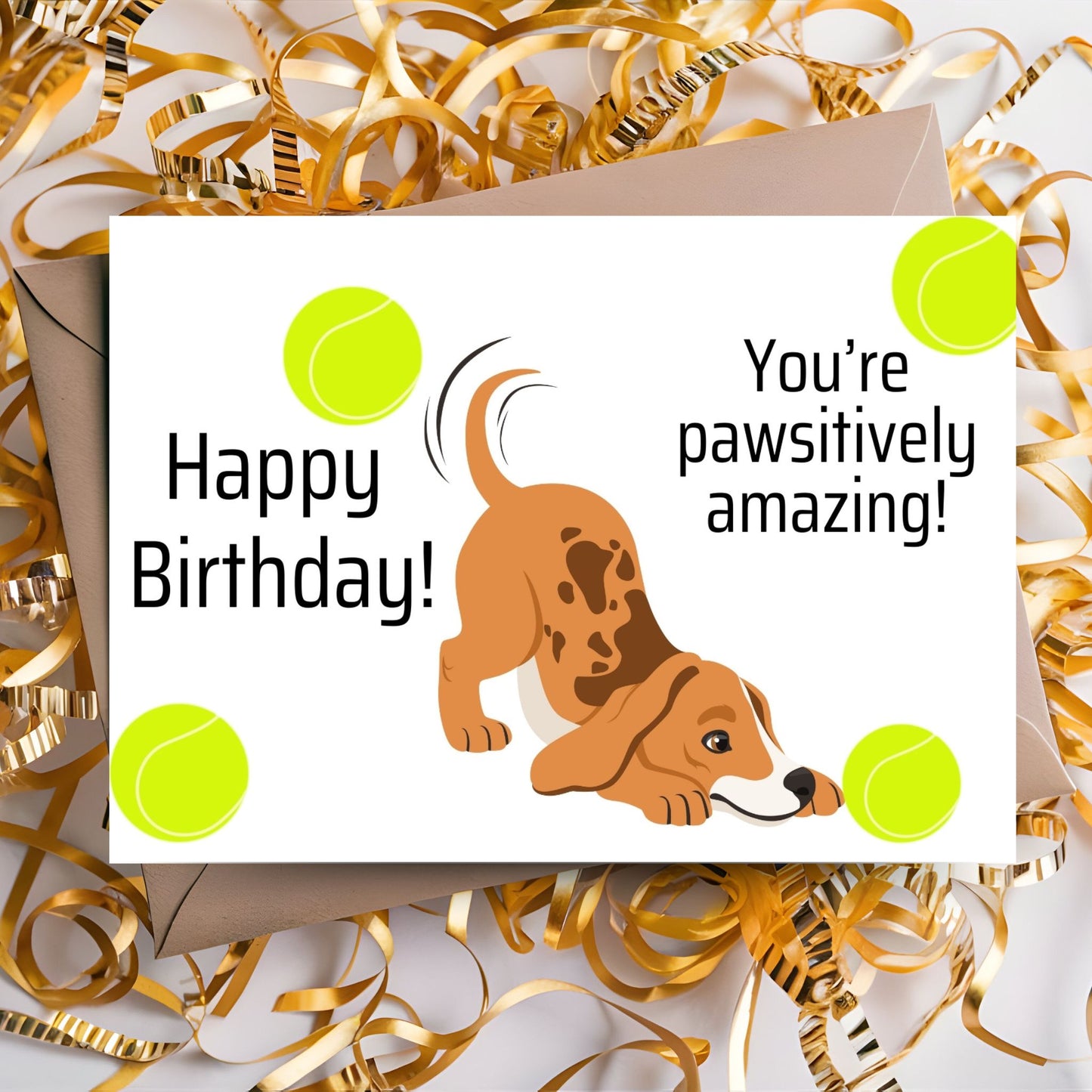 Printable "You're Pawsitively Amazing birthday card 7x5 inch