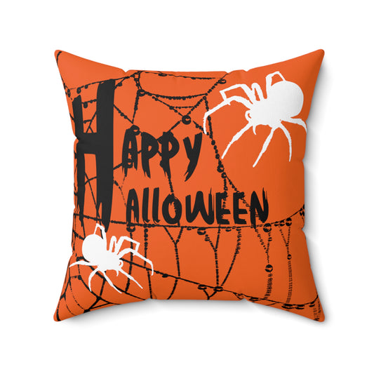 Halloween 'Happy Halloween' Throw Pillow (Spider Web)