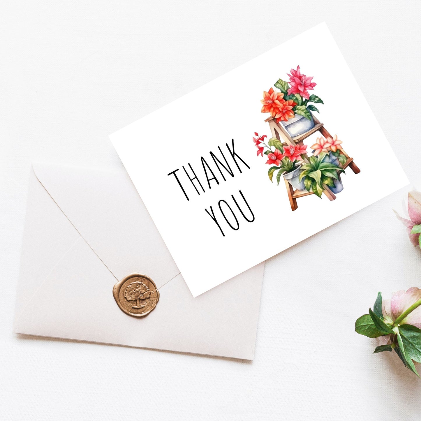 Printable Thank You card 7x5 inch (Floral)