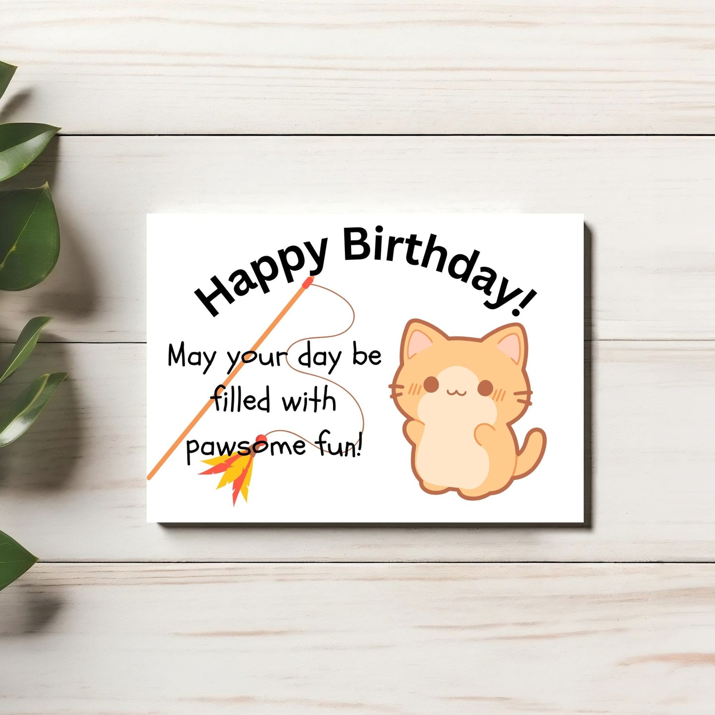 Printable "May Your Day Be Filled With Paw-some Fun" Birthday card 7x5 inch