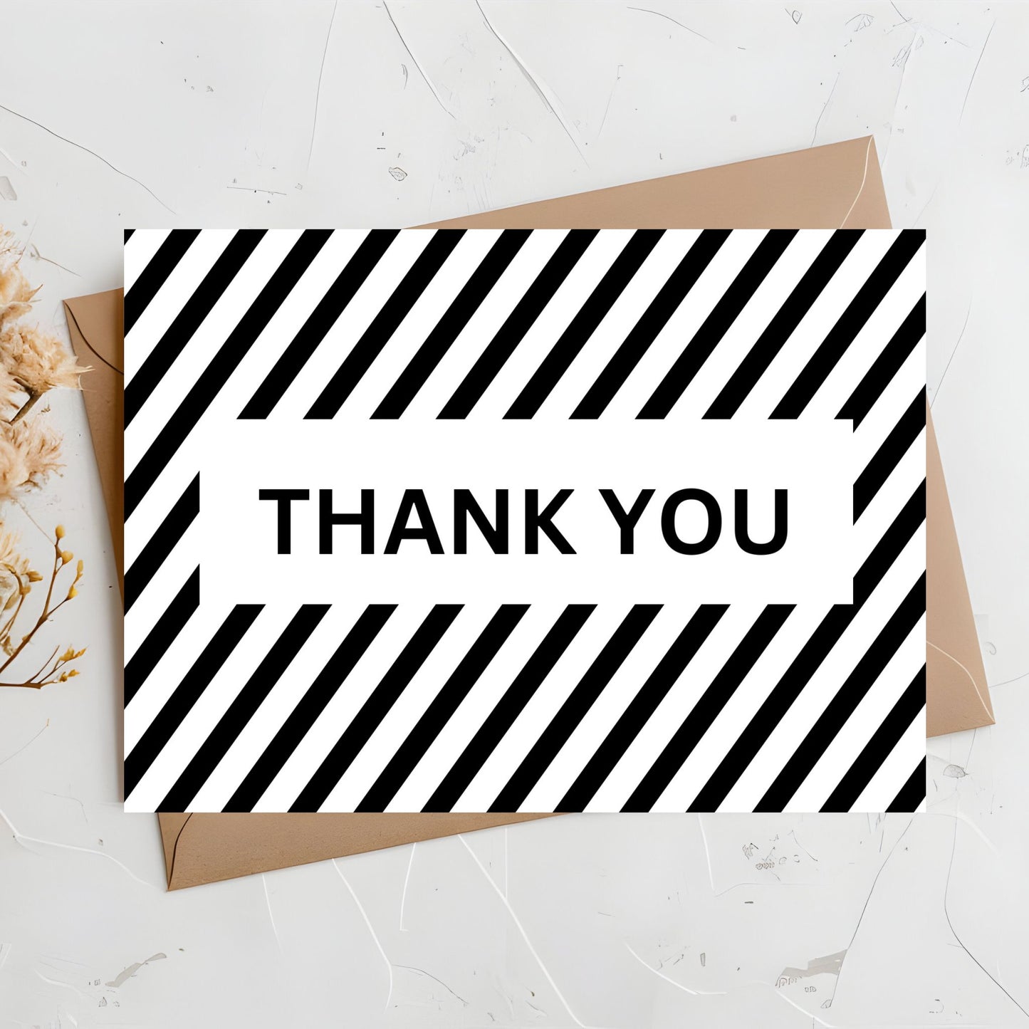 Printable Thank You greeting card 7x5 inch (Stripes)