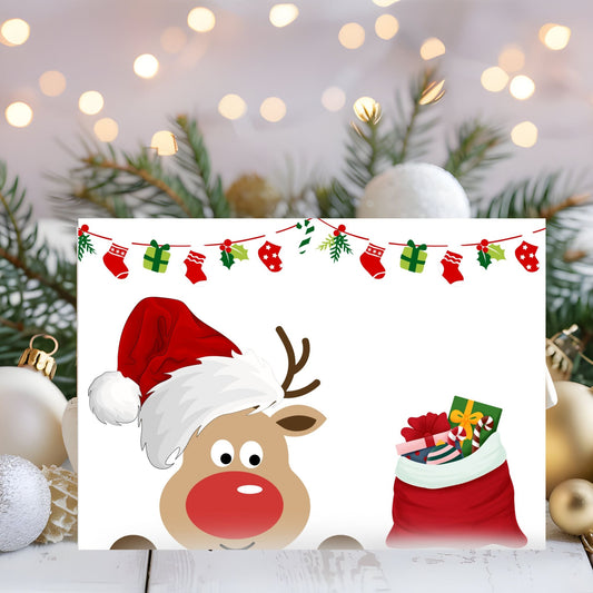 Printable "Spotted: Santa's little helper" greeting card 7x5 inches