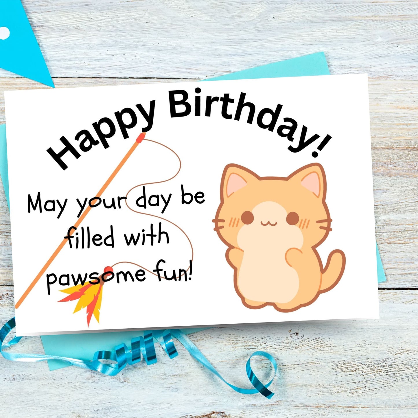 Printable "May Your Day Be Filled With Paw-some Fun" Birthday card 7x5 inch