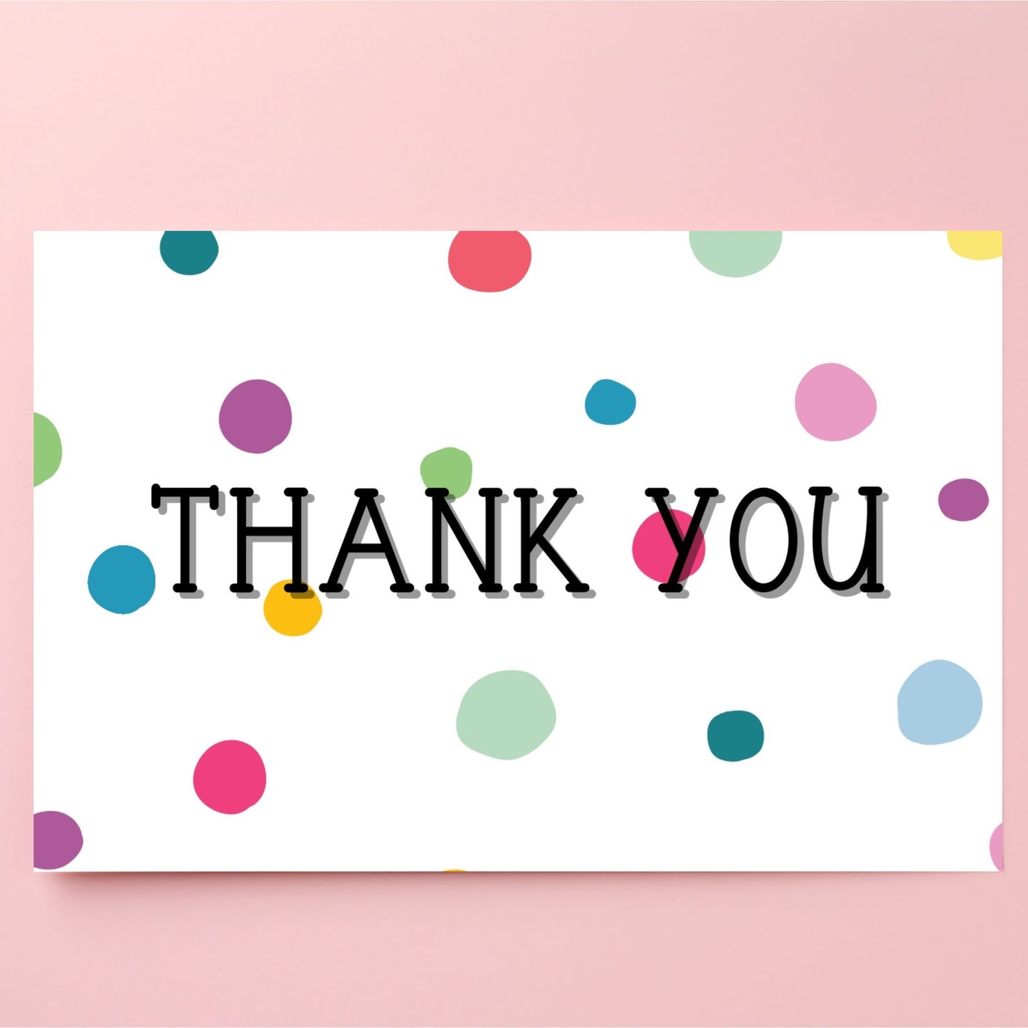 Printable Thank You greeting card 7x5 inch - Polka dot