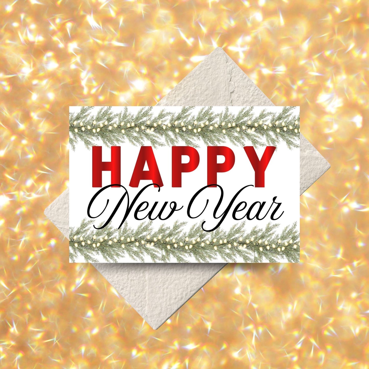 Printable "Happy New Year" greeting card 7x5 inches