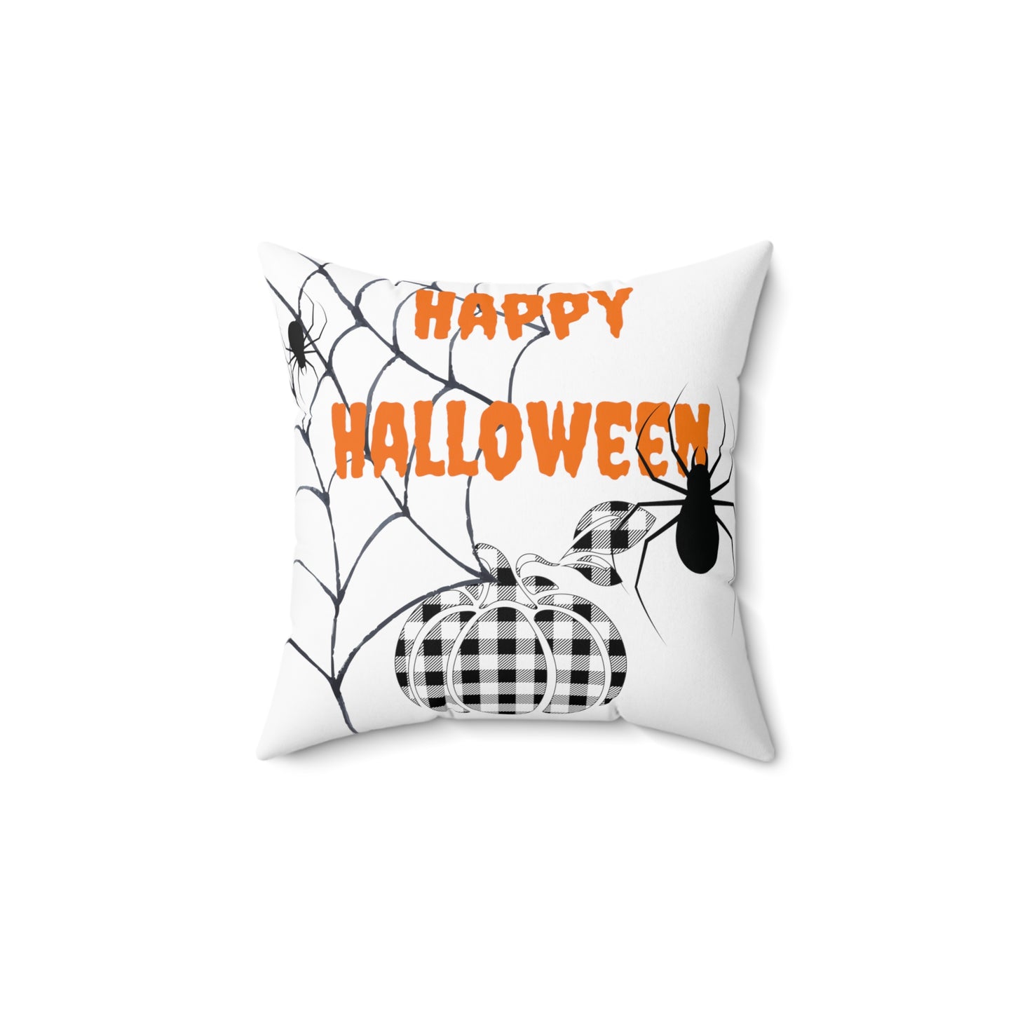 Halloween 'Happy Halloween' Throw Pillow (Plaid Pumpkin)