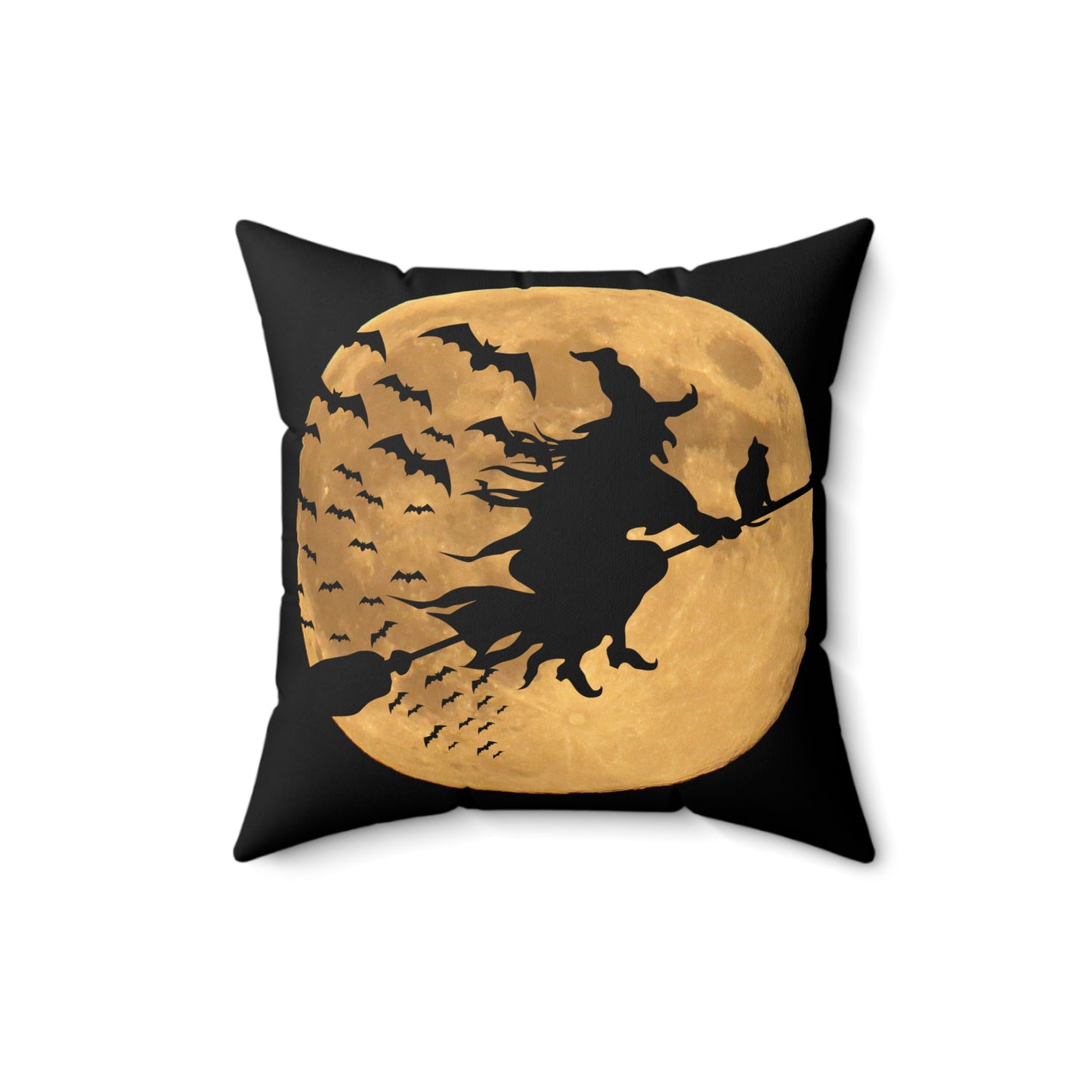 Halloween Witch on Broom Throw Pillow