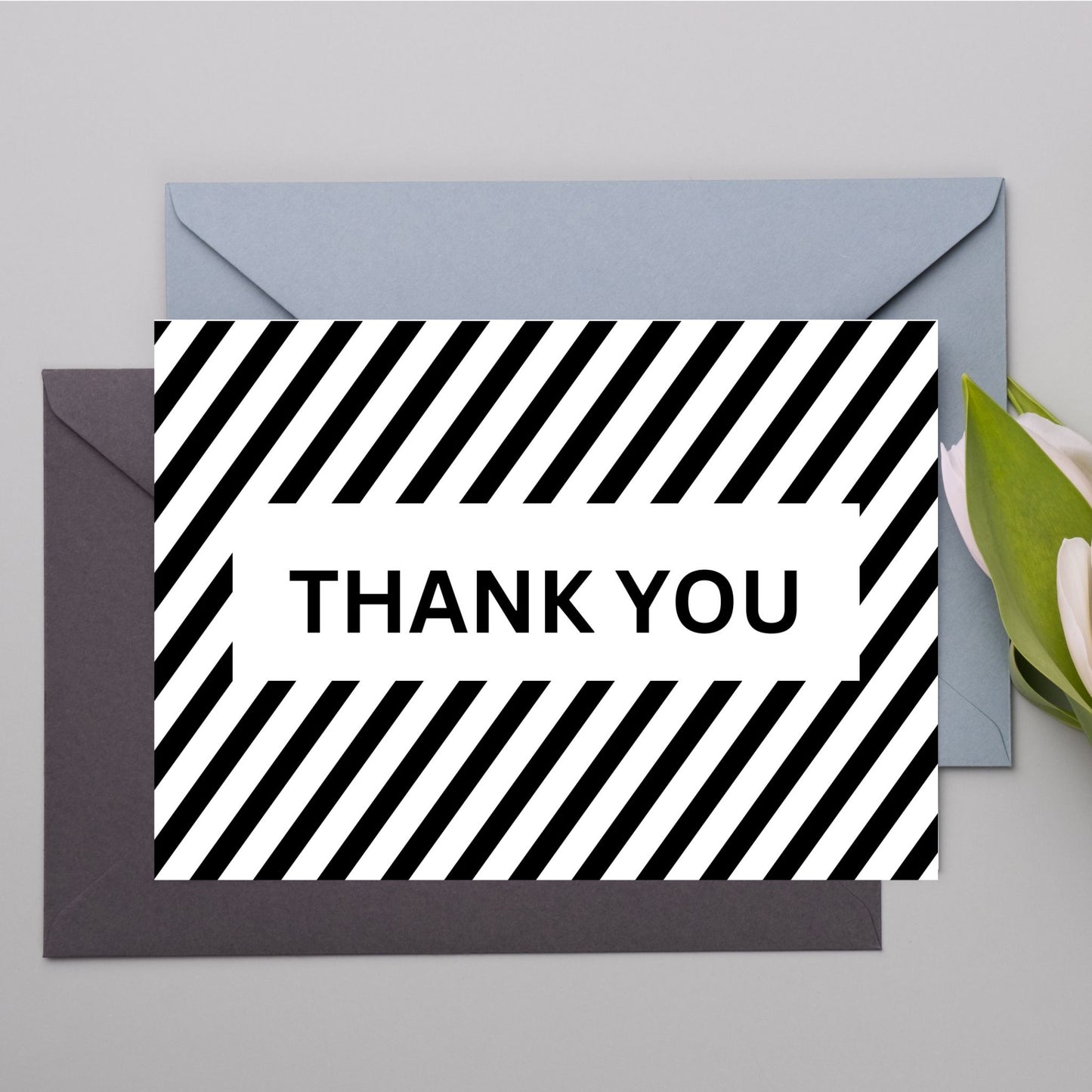 Printable Thank You greeting card 7x5 inch (Stripes)