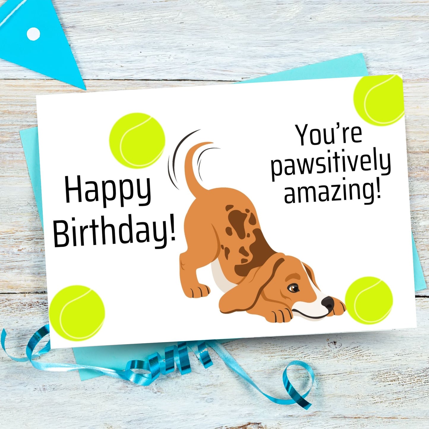 Printable "You're Pawsitively Amazing birthday card 7x5 inch