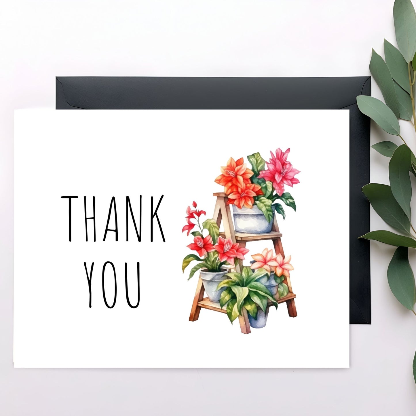 Printable Thank You card 7x5 inch (Floral)