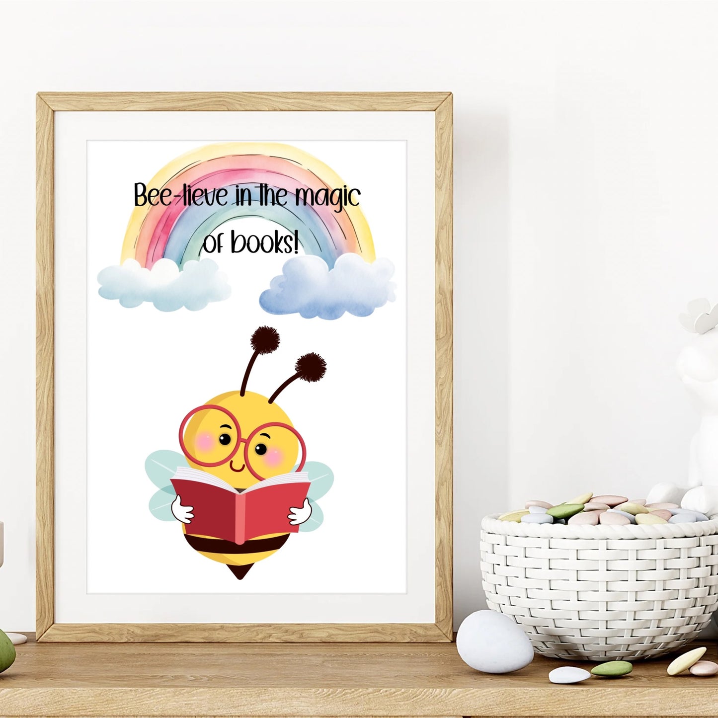 Bee-lieve in the magic of books - Printable Wall Art