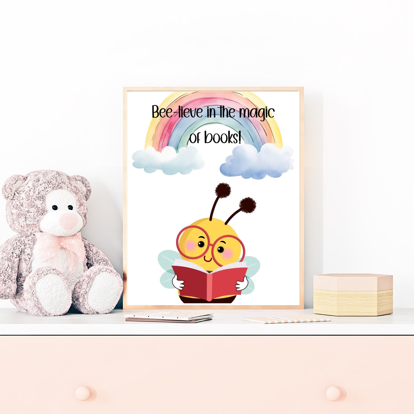 Bee-lieve in the magic of books - Printable Wall Art