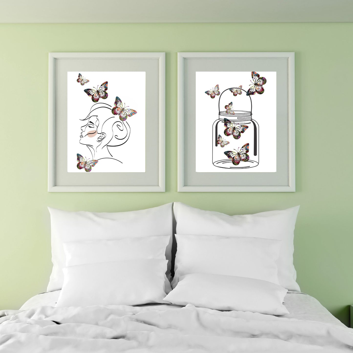 Digital Wall Art-Multi butterflies with blush cheek- instant download