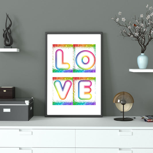 Digital Wall Art- Love in squares- instant download