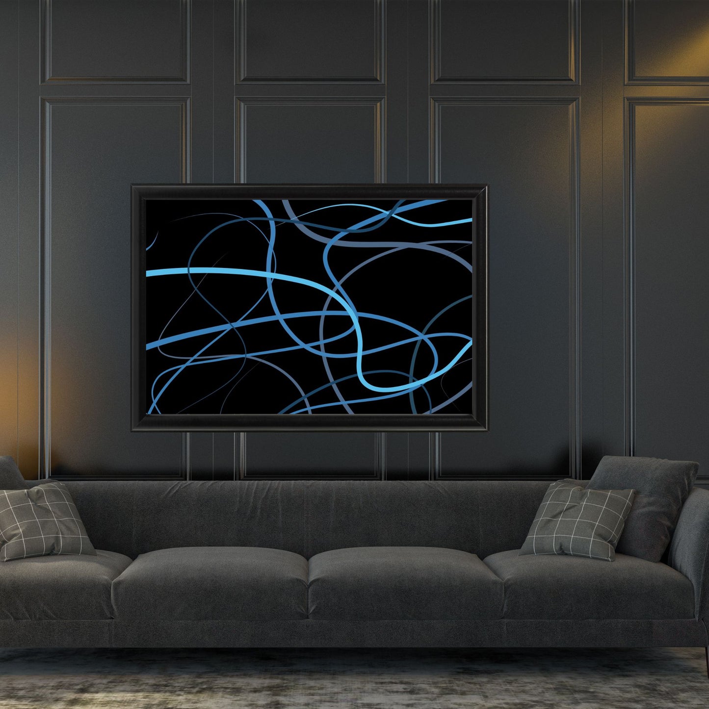 Digital Wall Art-Blue curls abstract- instant download