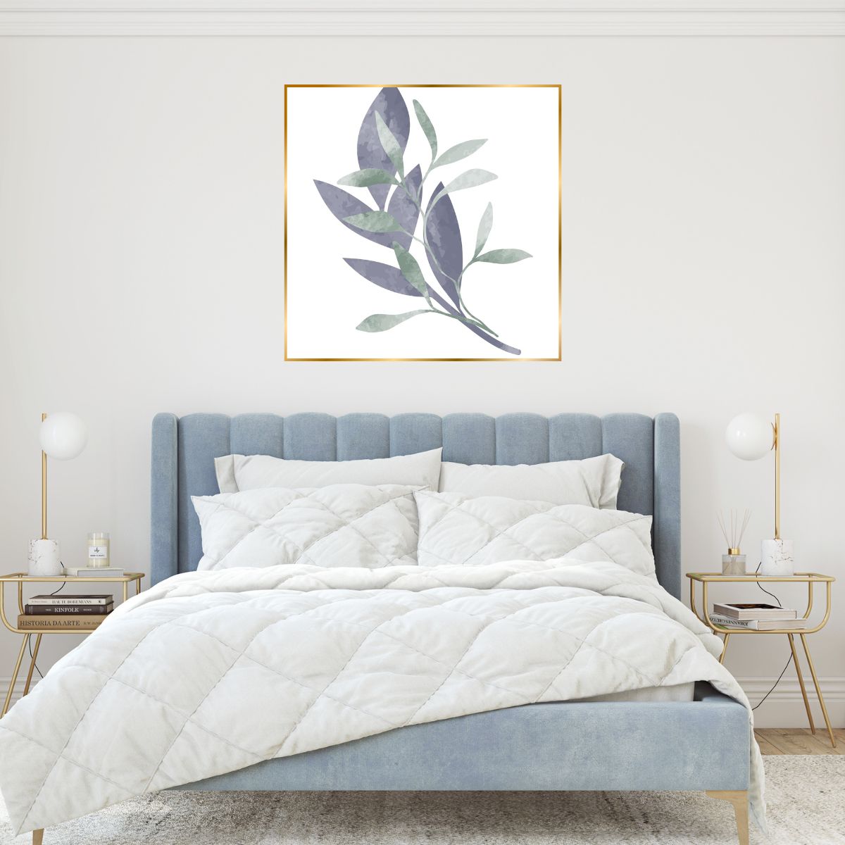 Digital Wall Art- Blue iced botanical- instant download