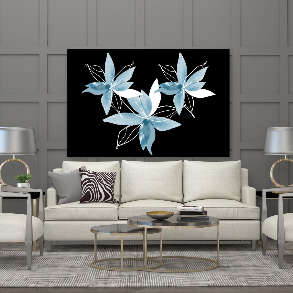 Wall Art- Blue petals / Digital /Canvas