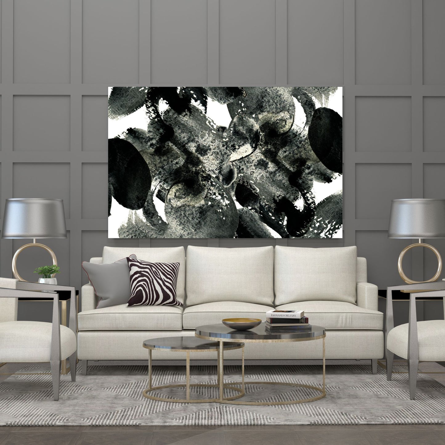 Digital Wall Art-Black, white, gray- instant download