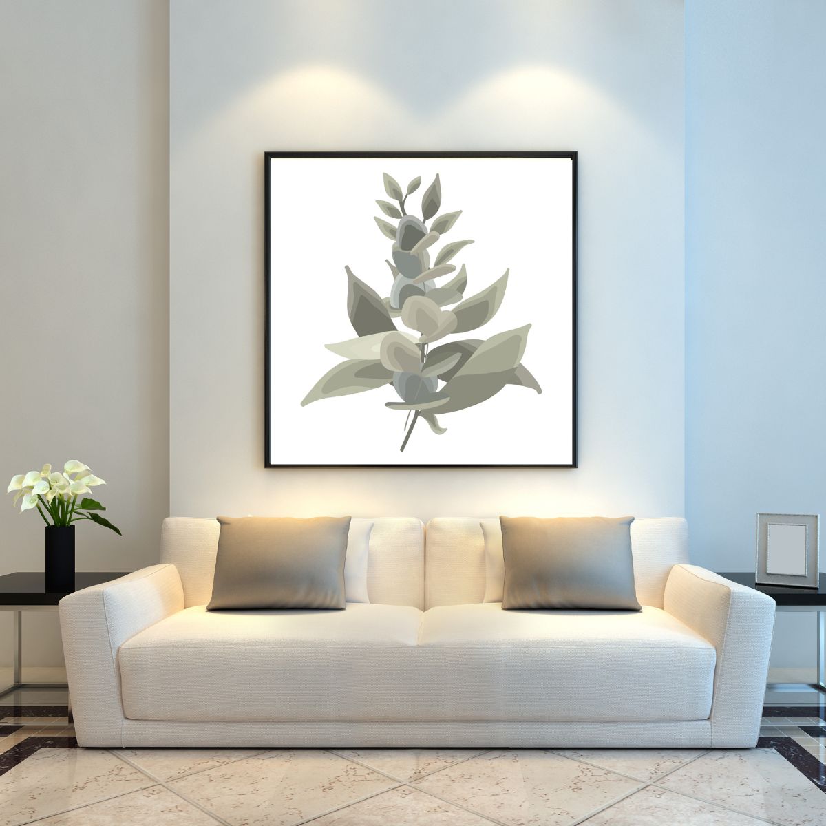 Digital Wall Art- Gray botanical- instant download