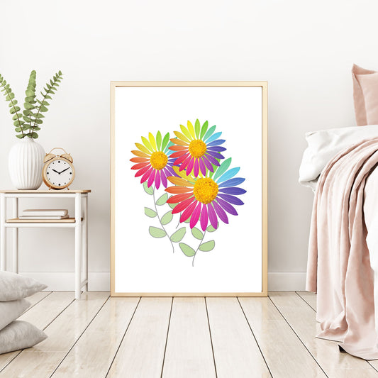 Digital Wall Art- Colorful flowers- instant download