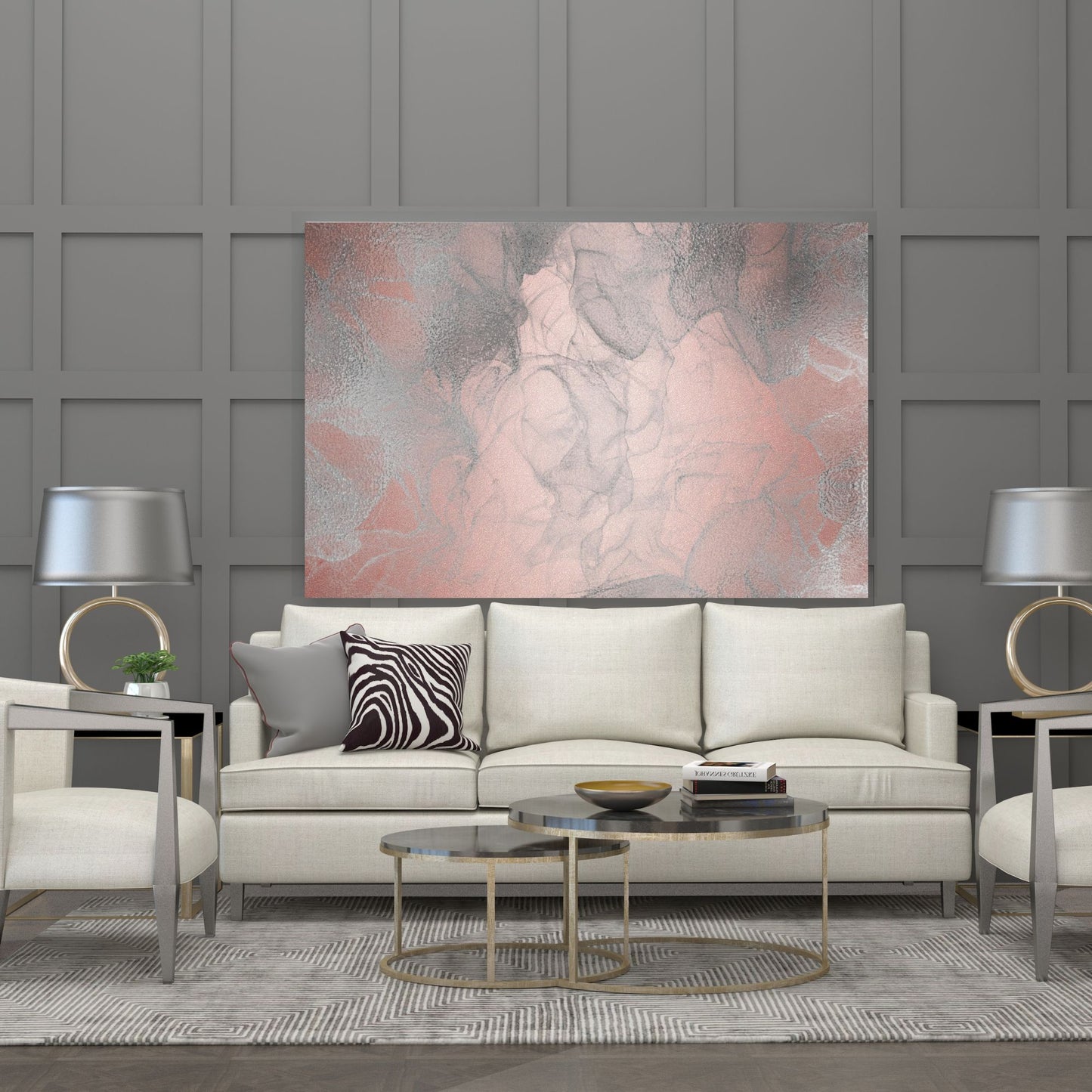 Digital Wall Art-Pink and silver smoke- instant download