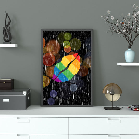 Digital Wall Art-Rainbow lips with rain- instant download