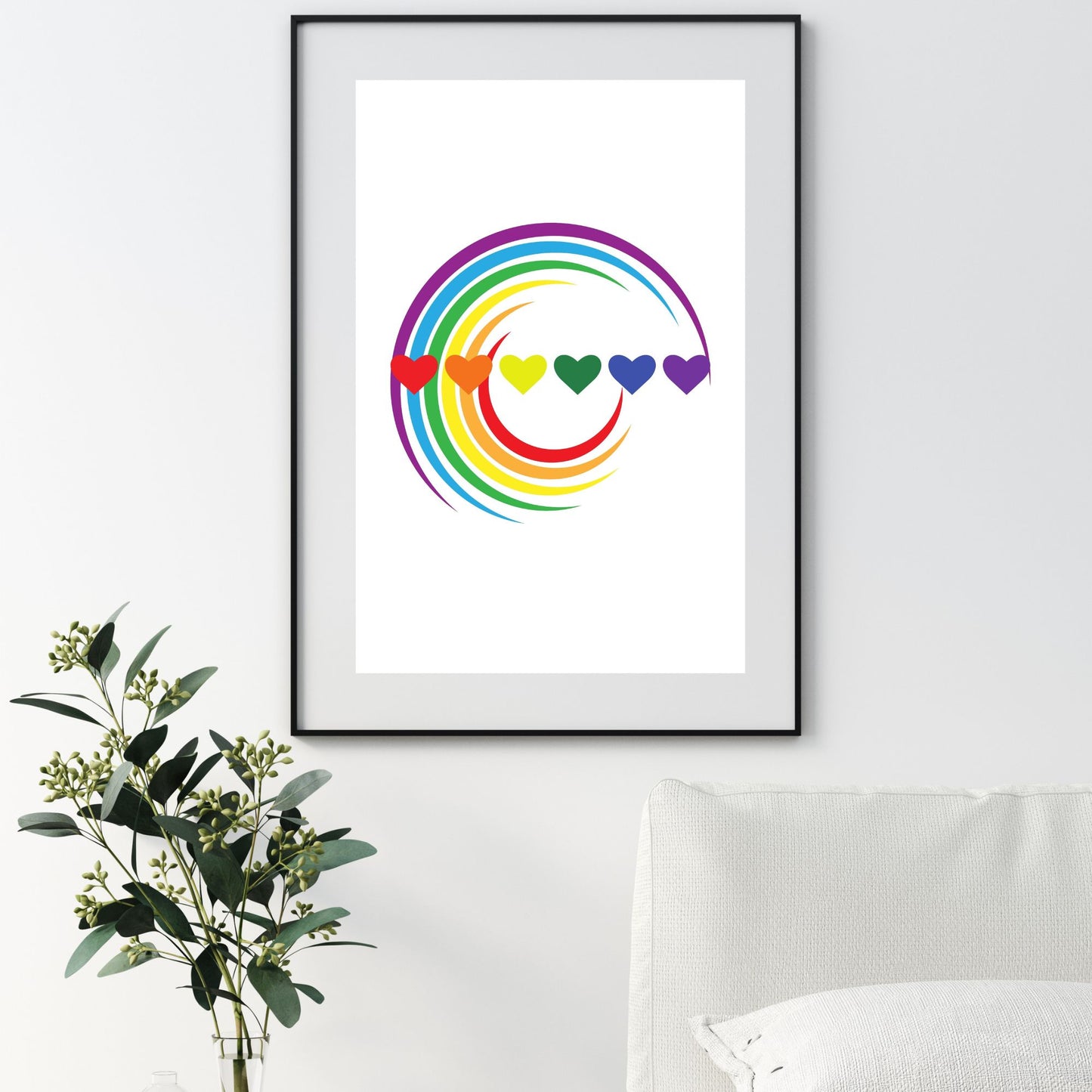 Digital Wall Art-Rainbow heart with wave- instant download