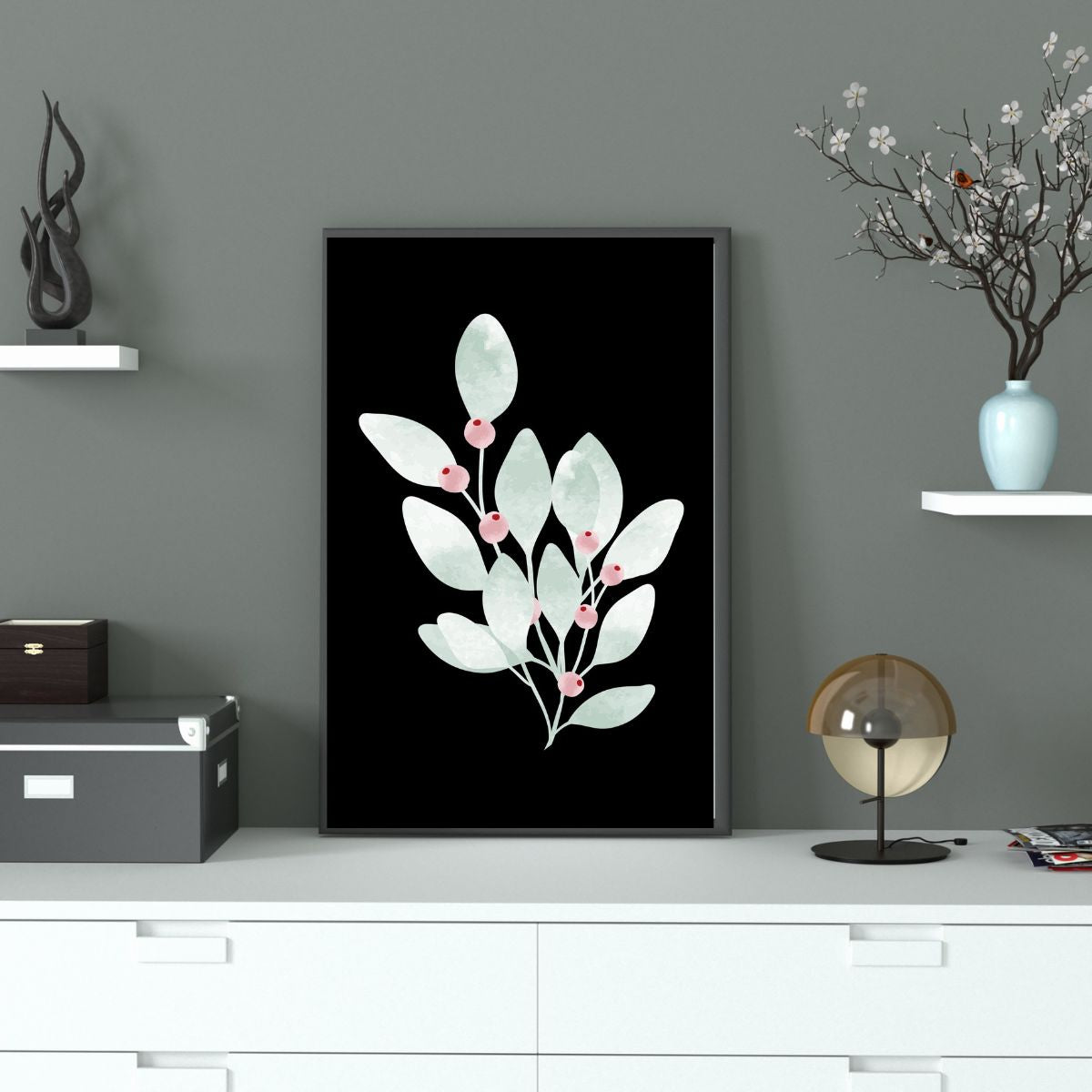 Digital Wall Art- White with Pink bulb- instant download